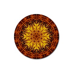 Abstract Gold Mandala Yellow Rubber Coaster (round) by Semog4