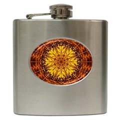 Abstract Gold Mandala Yellow Hip Flask (6 Oz) by Semog4