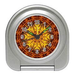 Abstract Gold Mandala Yellow Travel Alarm Clock by Semog4