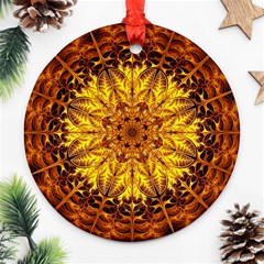 Abstract Gold Mandala Yellow Round Ornament (two Sides) by Semog4