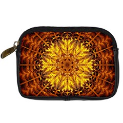 Abstract Gold Mandala Yellow Digital Camera Leather Case by Semog4