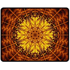 Abstract Gold Mandala Yellow Fleece Blanket (medium) by Semog4