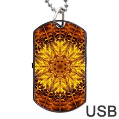 Abstract Gold Mandala Yellow Dog Tag Usb Flash (two Sides) by Semog4