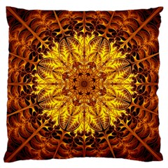 Abstract Gold Mandala Yellow Large Cushion Case (one Side) by Semog4