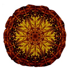 Abstract Gold Mandala Yellow Large 18  Premium Round Cushions by Semog4