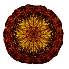 Abstract Gold Mandala Yellow Large 18  Premium Flano Round Cushions by Semog4