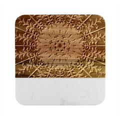 Abstract Gold Mandala Yellow Marble Wood Coaster (square) by Semog4