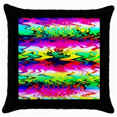 Waves Of Color Throw Pillow Case (black) by Semog4