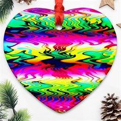 Waves Of Color Heart Ornament (two Sides) by Semog4