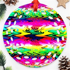 Waves Of Color Round Filigree Ornament (two Sides)