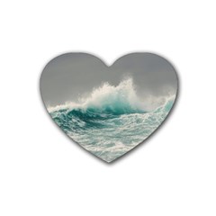 Big Storm Wave Rubber Coaster (heart) by Semog4