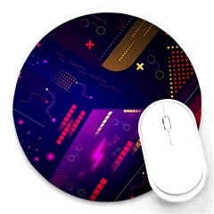 Colorful Abstract Background Creative Digital Art Colorful Geometric Artwork Round Mousepad by Semog4