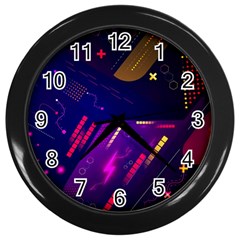 Colorful Abstract Background Creative Digital Art Colorful Geometric Artwork Wall Clock (black) by Semog4