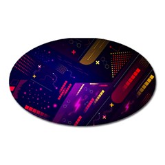 Colorful Abstract Background Creative Digital Art Colorful Geometric Artwork Oval Magnet by Semog4