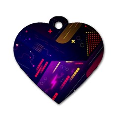 Colorful Abstract Background Creative Digital Art Colorful Geometric Artwork Dog Tag Heart (two Sides) by Semog4