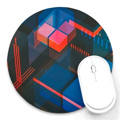 Minimalist Abstract Shaping Abstract Digital Art Minimalism Round Mousepad by Semog4