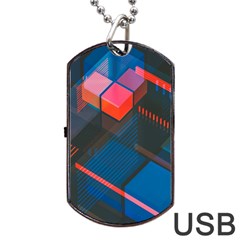 Minimalist Abstract Shaping Abstract Digital Art Minimalism Dog Tag Usb Flash (one Side) by Semog4