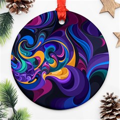 Colorful Waves Abstract Waves Curves Art Abstract Material Material Design Ornament (round) by Semog4