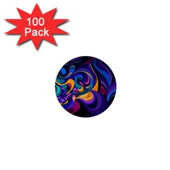 Colorful Waves Abstract Waves Curves Art Abstract Material Material Design 1  Mini Buttons (100 Pack)  by Semog4