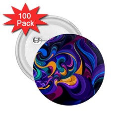 Colorful Waves Abstract Waves Curves Art Abstract Material Material Design 2 25  Buttons (100 Pack)  by Semog4