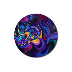 Colorful Waves Abstract Waves Curves Art Abstract Material Material Design Magnet 3  (round) by Semog4