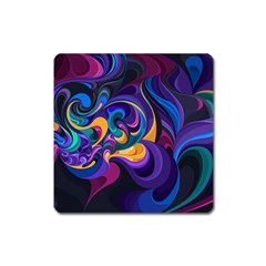 Colorful Waves Abstract Waves Curves Art Abstract Material Material Design Square Magnet by Semog4