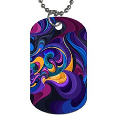 Colorful Waves Abstract Waves Curves Art Abstract Material Material Design Dog Tag (two Sides) by Semog4