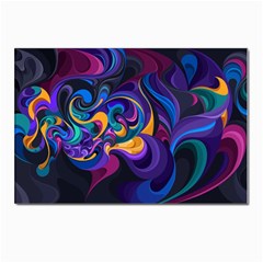 Colorful Waves Abstract Waves Curves Art Abstract Material Material Design Postcard 4 x 6  (pkg Of 10) by Semog4