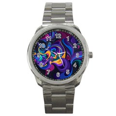 Colorful Waves Abstract Waves Curves Art Abstract Material Material Design Sport Metal Watch by Semog4