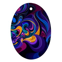 Colorful Waves Abstract Waves Curves Art Abstract Material Material Design Oval Ornament (two Sides) by Semog4