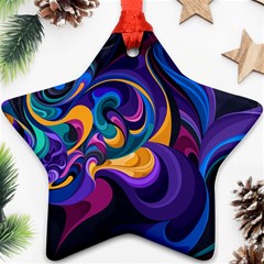 Colorful Waves Abstract Waves Curves Art Abstract Material Material Design Star Ornament (two Sides) by Semog4