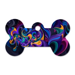 Colorful Waves Abstract Waves Curves Art Abstract Material Material Design Dog Tag Bone (one Side) by Semog4