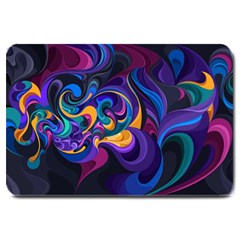 Colorful Waves Abstract Waves Curves Art Abstract Material Material Design Large Doormat by Semog4