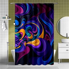 Colorful Waves Abstract Waves Curves Art Abstract Material Material Design Shower Curtain 48  X 72  (small)  by Semog4