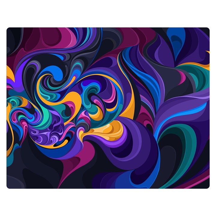 Colorful Waves Abstract Waves Curves Art Abstract Material Material Design Two Sides Premium Plush Fleece Blanket (Medium)