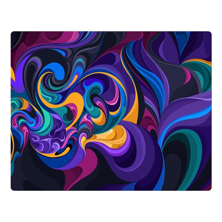 Colorful Waves Abstract Waves Curves Art Abstract Material Material Design Two Sides Premium Plush Fleece Blanket (Large)