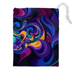 Colorful Waves Abstract Waves Curves Art Abstract Material Material Design Drawstring Pouch (4xl) by Semog4