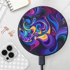 Colorful Waves Abstract Waves Curves Art Abstract Material Material Design Wireless Fast Charger(black)