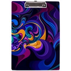 Colorful Waves Abstract Waves Curves Art Abstract Material Material Design A4 Acrylic Clipboard by Semog4