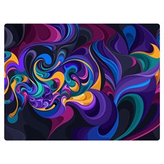 Colorful Waves Abstract Waves Curves Art Abstract Material Material Design Two Sides Premium Plush Fleece Blanket (extra Small)