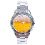 Beer Texture Liquid Bubbles Stainless Steel Analogue Watch Front