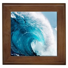 Tsunami Big Blue Wave Ocean Waves Water Framed Tile by Semog4