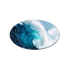 Tsunami Big Blue Wave Ocean Waves Water Sticker (oval) by Semog4