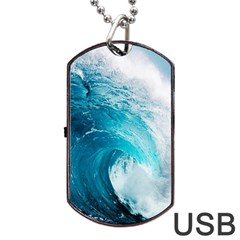 Tsunami Big Blue Wave Ocean Waves Water Dog Tag Usb Flash (one Side) by Semog4