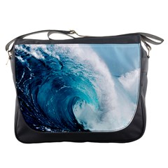 Tsunami Big Blue Wave Ocean Waves Water Messenger Bag by Semog4