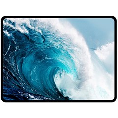 Tsunami Big Blue Wave Ocean Waves Water Two Sides Fleece Blanket (large) by Semog4