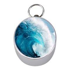 Tsunami Big Blue Wave Ocean Waves Water Mini Silver Compasses by Semog4