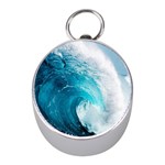 Tsunami Big Blue Wave Ocean Waves Water Mini Silver Compasses Front