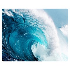 Tsunami Big Blue Wave Ocean Waves Water Two Sides Premium Plush Fleece Blanket (medium) by Semog4