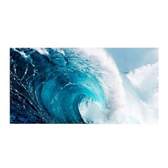 Tsunami Big Blue Wave Ocean Waves Water Satin Wrap 35  X 70  by Semog4